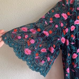 Embroider mesh floral tunic Medium Anthropologie